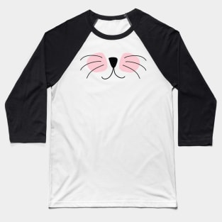 Cat Face, Whiskers and Nose Mask Design, Artwork, Vector, Graphic Baseball T-Shirt